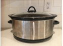 EQ - Crock Pot Slow Cooker In Stainless Steel And Black Ceramic Interior