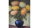 W -GJ Martin Paris 1929 - Oil On Board In Wood Frame - Still Life Of Chrysanthemum Flowers With Vase 31 X 37'