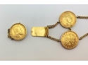 Seven Antique 18k Gold European Coins In 18k Bracelet Setting - Austrian, German, Belgian, Turkish, Swiss,