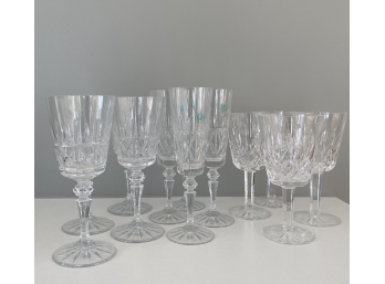 W - Galway Irish Crystal - 12 Pieces Of Cut Crystal Stemware, Wine Glasses And Champagne Flutes