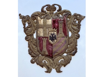 Antique Double Headed Eagle Crest Coat Of Arms, Medieval C. 1600's