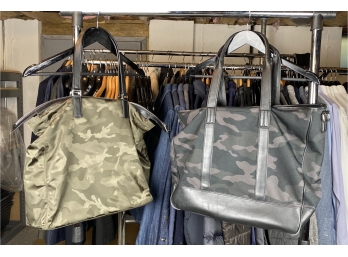 Two Nylon And Leather Tote Bags In Camouflage Michael Kors And Banana Republic