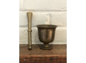 Assortment Of Metal Vessels / Brass Mortar And Pestle