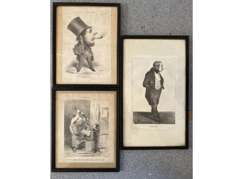 Three Framed Honore Daumier Plates Or Lithograph Prints
