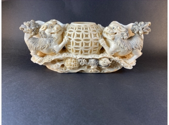 Antique Chinese Bone Carving - Two Dragons