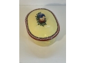 Signed Luna Garcia Terracotta Tableware Tureen, In Yellow Glaze With Blue Bird