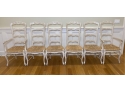 Set Of 6 Phenomenal  White Distressed Ladder Back, Rush Seat Dining Chairs