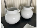 13 Pieces Of White Ceramic Serve Table Ware - Bird S & P Shakers