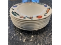 W - Eight 12' Ceramic Charger Or Dinner Plates With Vegetables By Syracuse China Company