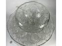 Another Extremely Large Cut Crystal Punch Bowl With Punch Glasses And Glass Ladle