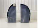 Pair Of Geode Bookends In Blue
