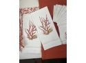 22 Pcs Of White Cotton Table Linens With Coral Embroidery