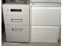 Three White Metal Cabinets - For Files And Supplies