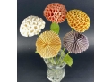 Coral Bouquet In Hand Blown Glass Vase