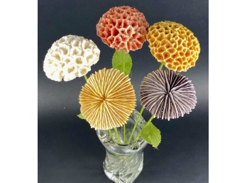 Coral Bouquet In Hand Blown Glass Vase