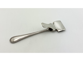 Antique Sterling Silver Clip Or Clamp On Utensil Handle - Possibly A Tea Bag Squeezer Or Asparagus Holder