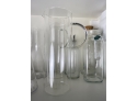 15 Pc Lot Of Glassware - Pitchers, Clear Glass Serving Containers And 5 Pcs Stemware Wine Glasses