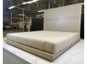 Christian Liaigre King Size Platform Bed With In Beige Leather