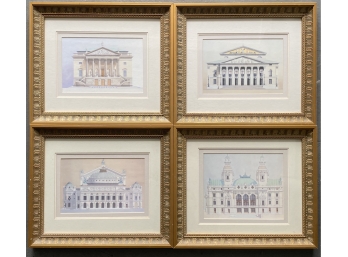 Four Vintage Framed Prints Of Classic Buildings From Bombay Company