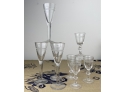 Eight Vintage Apertif Glasses With Horizontal Lines