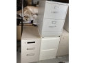 Three White Metal Cabinets - For Files And Supplies