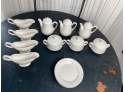 16 Pieces Of White Homer Laughlin China Table Serve Ware - Vintage Gravy Boats And Tea Pots