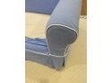 Purchased At Hildreths, French Blue With White Piping, 3 Cushion Skirted Sofa