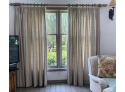 Three Sets Of Custom Made From Hampton Shade Comp, 100 Linen Natural Color Window Treatments