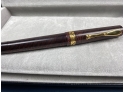 Visconti Firenze - 18K, 750 Gold Tip Manhattan Ruby Red Stripe Fountain With Boxes, Excellent Conditon