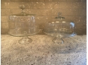 Two Phenomenal Glass Pedestal Cake Dishes With Lids