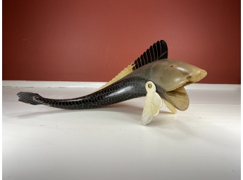 Fish From A Carved Horn With Rotating Fins