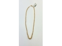 Two 14K Yellow Gold Necklaces: Graduating Polished/brushed Gold Beads & Symmetrical Pearl Droplet