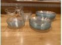 Lot Of Clear Glass, Made In France, Duralex Bowls, Plates, Salad Plates, Saucers, Tea Cups