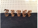 Lot Of 5 Hand Carved Wooden Animal Napkin Rings Made In Kenya Great Condition
