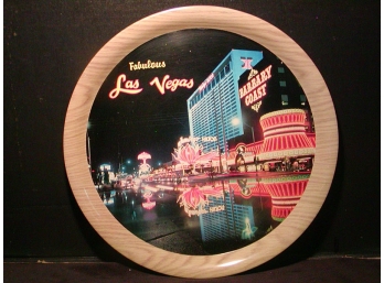LAS VEGAS SERVING TRAY - Bar Tray, Featuring Old Time Vegas Strip, 11.5' Diameter