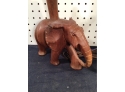 Vintage Carved Wood Elephant Lamp - In Working Condition, All Wood