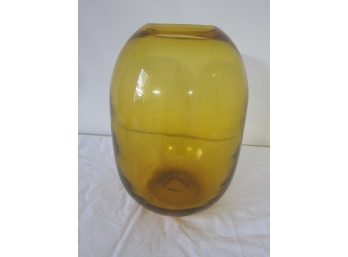 Yellow Hand Blown Glass Vase