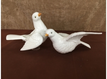 Vintage 1975 Fitz And Floyd White Ceramic Dove Hanging Planters
