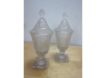 Pair Of Glass Vase With Lids