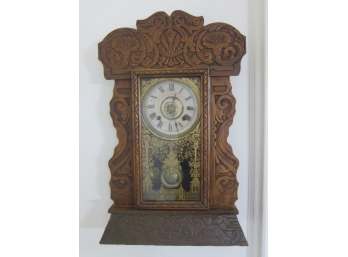 Oak Case Gingerbread Hanging Kitchen Clock
