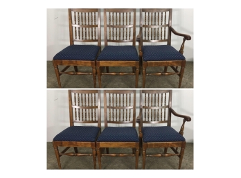 Set Of 6 Wooden Kitchen Antique Dining Chairs
