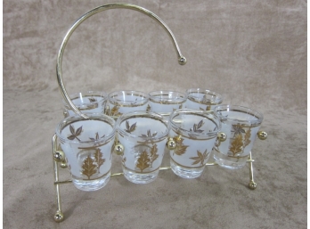 Libbey Glass Company Golden Foliage Shot Glasses