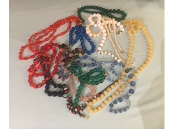 Group Lot Of Glass Beads Necklaces
