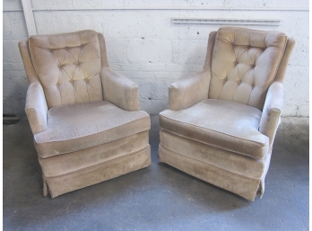 PAIR OF TUFTED BACK  ARMCHAIR