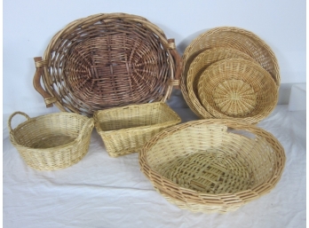 Group Lot Of Wicker Baskets