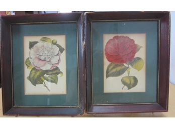 IBF Co. - Floral Print - Red,  And White Flowers - Wooden Frame