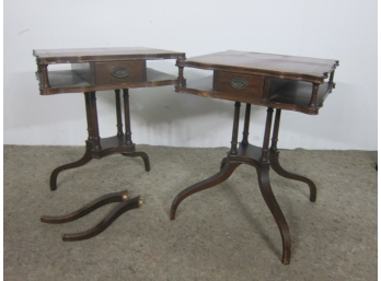 Pair Of  Regency Style Mahogany Leather Top Side  Tables