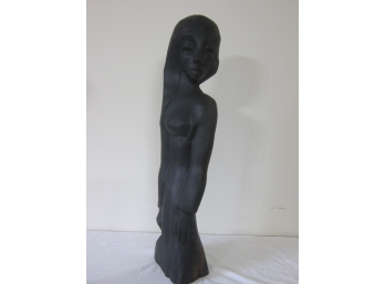 Wooden Sculpture Of A Woman Singed   Aagon.