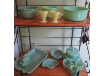 ASSORTED LOT OF  VINTAGE GREEN MILK GLASS