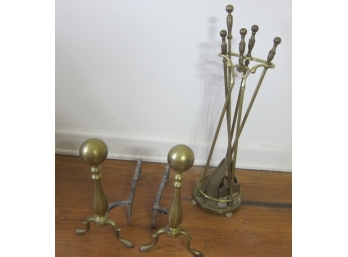 Brass Fire Tools And Andirons